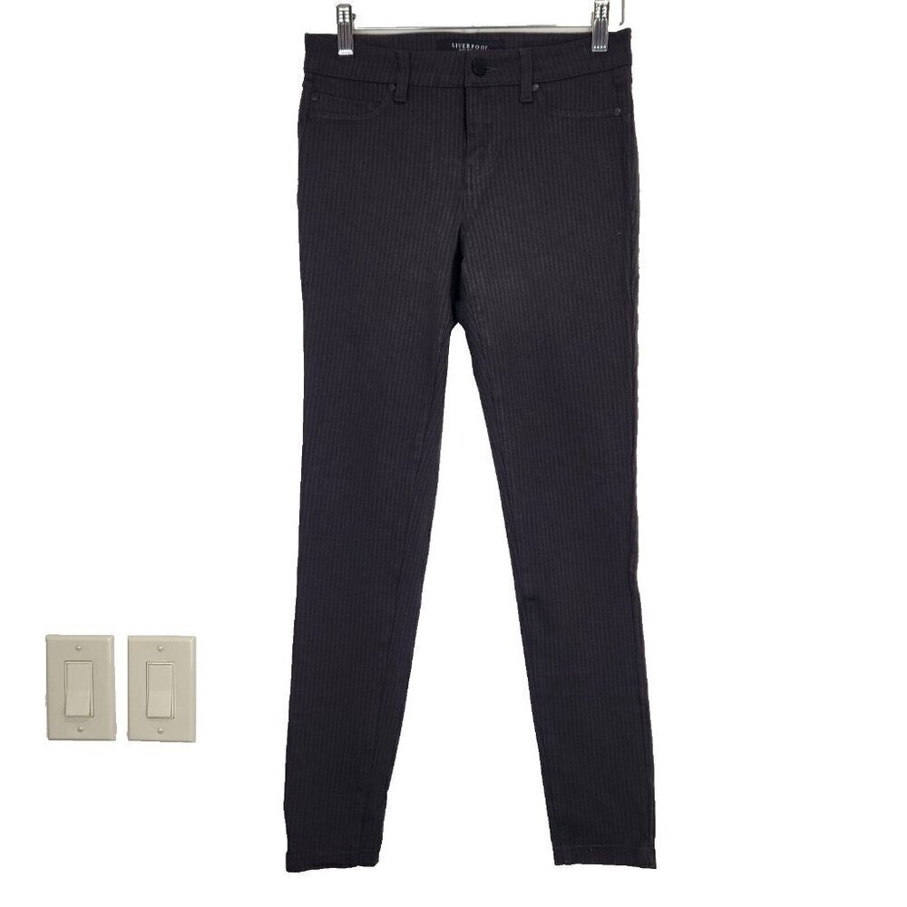 Liverpool Jeans Striped‎ Skinny Legging Jean Womens 2/26 Brown Black Stretch